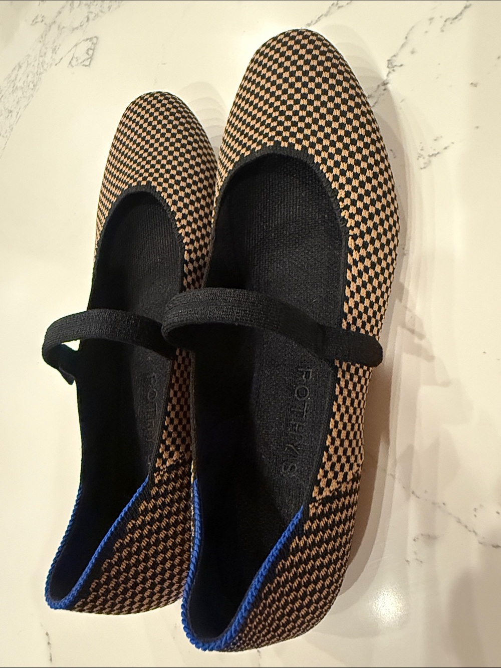 Rothy's The Square Mary Jane in Wren Brown and Black Micro Checkered Size 9 - Picture 5 of 11